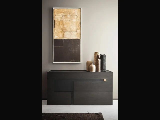 Comò Logos Calvi Brambilla in legno Rovere fumo e laccato opaco di Pianca