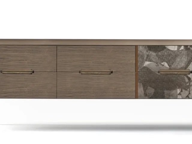 Comò Icon's 102 Iliade V05 in legno con stampa decorativa di Devina Nais