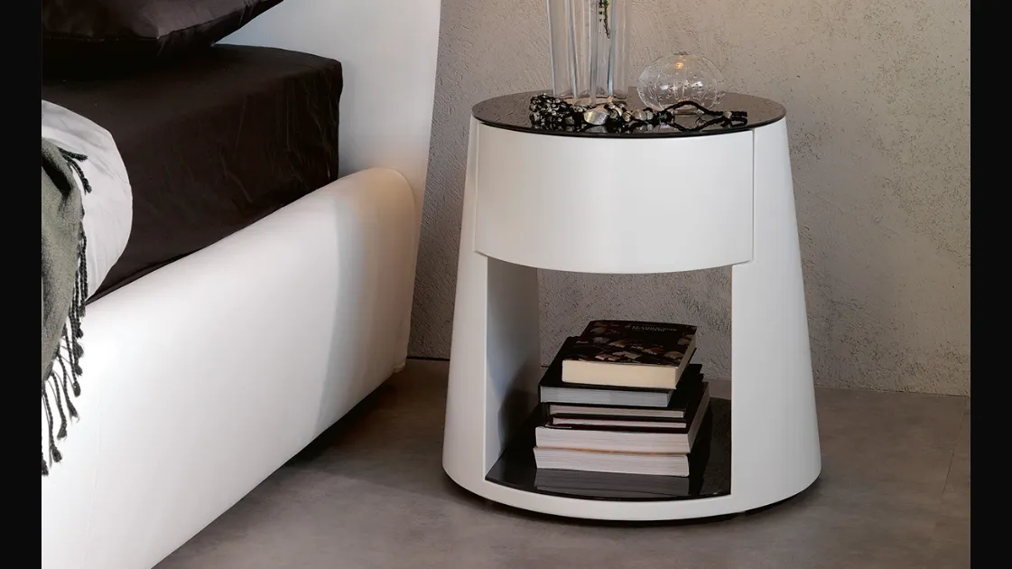 Comodino con cassetto in poliuretano rigido verniciato bianco Nigel di Cattelan Italia