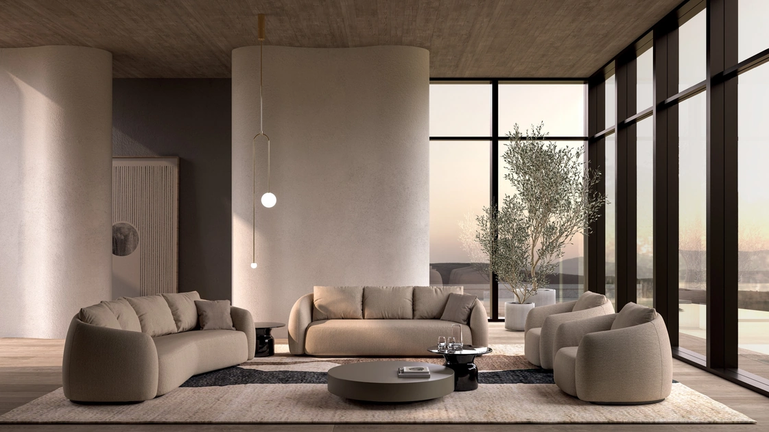 Salotto in tessuto imbottito Luna di Biba Salotti