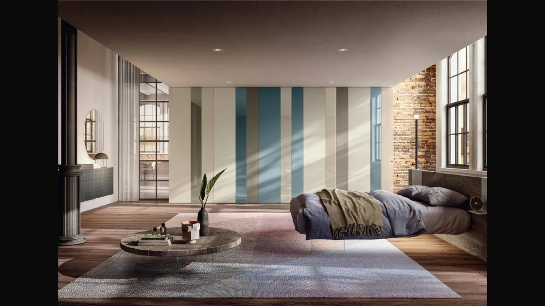 Letto con testiera in legno Air 1527 di Lago