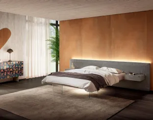 Letto Air con elegante Testiera in tessuto illuminata con luci a LED di Lago