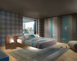 Letto con testiera in legno e base in vetro Air Wildwood di Lago