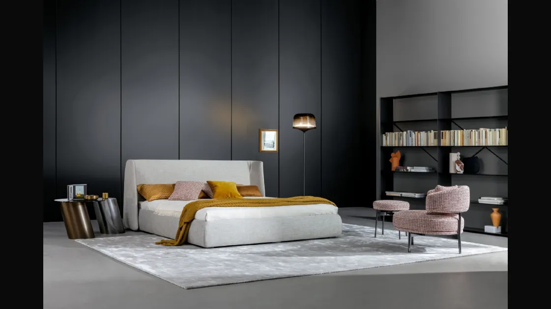 Letto con testiera e box contenitore Basket di Bonaldo
