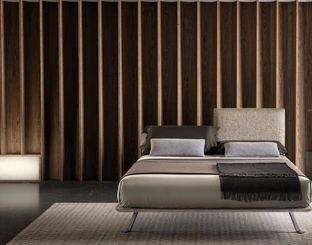 Letto in tessuto imbottito con testiera regolabile Just di Bside