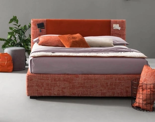 Letto matrimoniale in tessuto con testiera Rift di Bside
