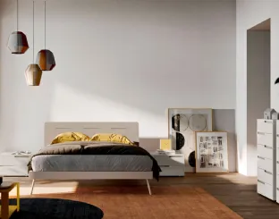 Letto con testiera in melaminico Tortora Curve di Orme