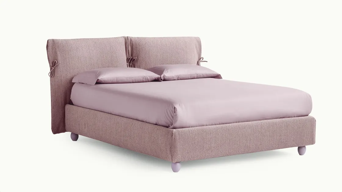Letto imbottito Eden Advance in tessuto con testiera con fiocchi di Noctis