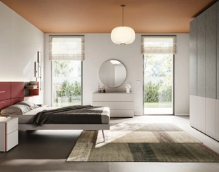 Letto matrimoniale Giako Basic 14 con testiera in tessuto di Orme