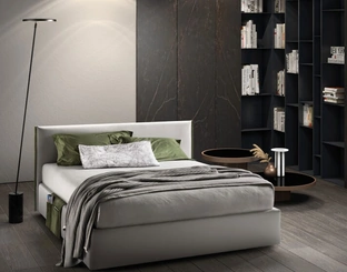 Letto in tessuto imbottito con testiera Good Rim di Bside