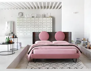 Letto Hugh One con testiera in Noce di Noctis