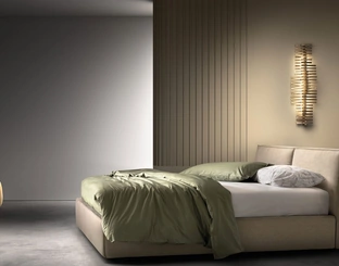 Letto matrimoniale in tessuto imbottito con testiera Light di Bside
