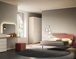 Letto matrimoniale Loli Night 19 in materico Noce e Mattone di Orme