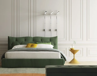 Letto in tessuto trapuntato Meneo con contenitore di Biba Salotti