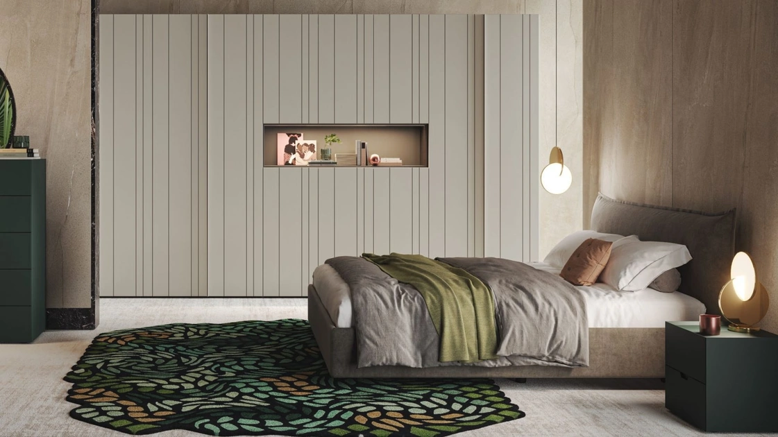 Letto in tessuto con testiera Piuma di Morassutti