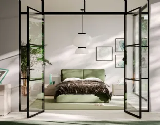 Letto imbottito in tessuto Lenox di Orme