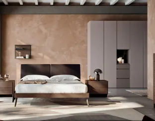 Letto in legno con testiera in ecopelle Ofelia di Orme