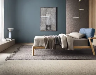Letto in legno con testiera in tessuto imbottito Dioniso di Pianca