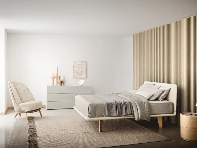 Letto in tessuto con testiera Filo di Pianca