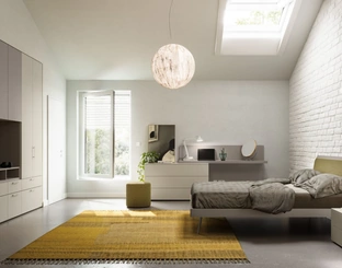 Letto matrimoniale finitura Platino con cuscino imbottito Scudo Night 17 di Orme