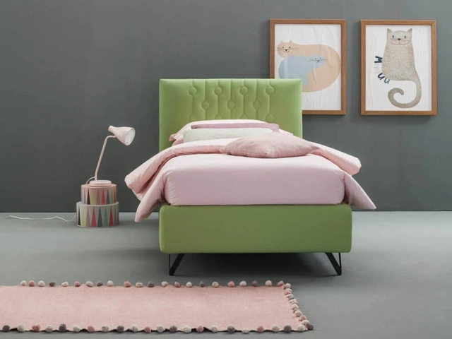 Letto singolo moderno in tessuto con testiera Loop di Bside