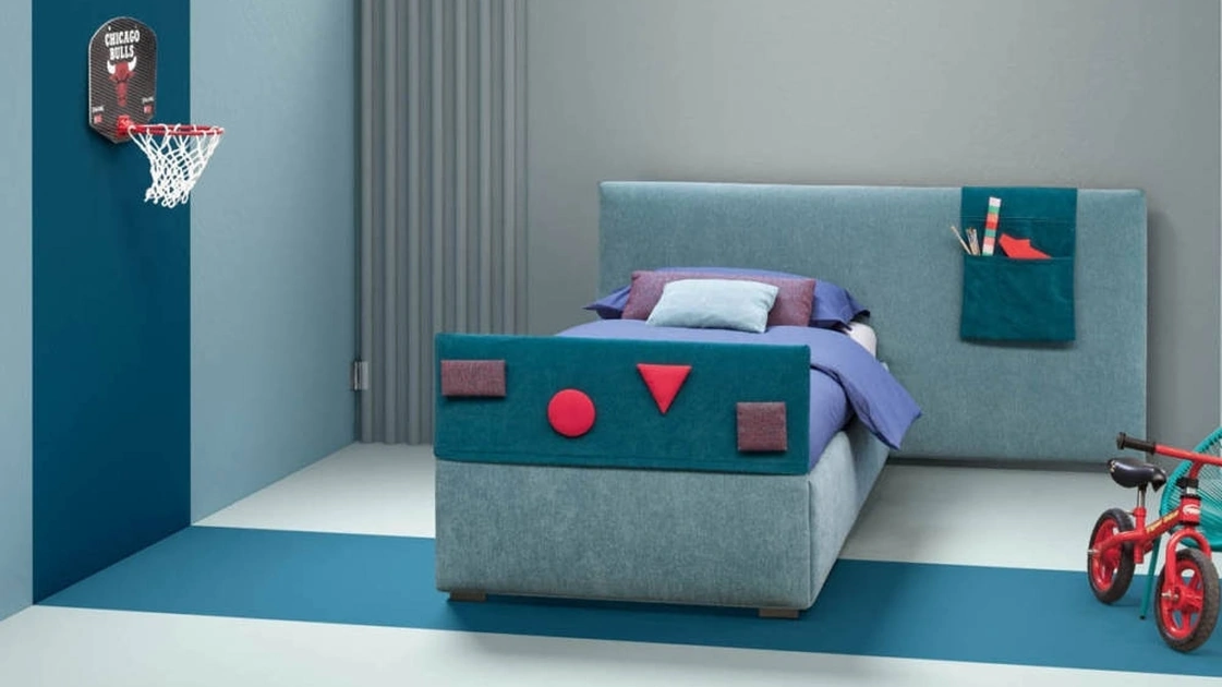 Letto singolo in tessuto con testiera e decorazioni Plain di Bside
