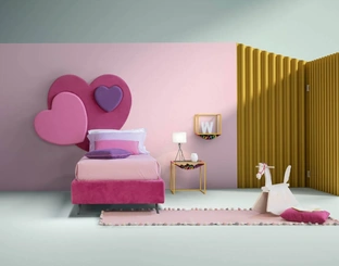 Letto moderno singolo con testiera a forma di cuore Sweet di Bside