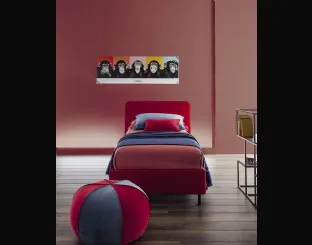 Letto singolo in tessuto con testiera Frick Round di Twils