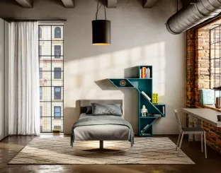 Letto Singolo con testiera in tessuto e due gambe in metallo Steel di Lago