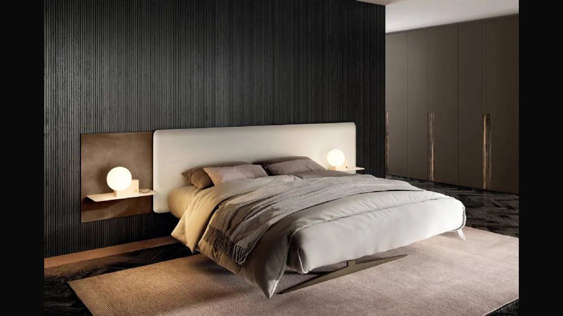 Letto con testiera in tessuto Steel 1747 di Lago