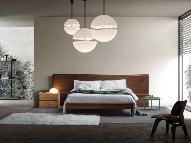 Letto Zen Dark Brown in massello di Rovere con testiera di Devina Nais