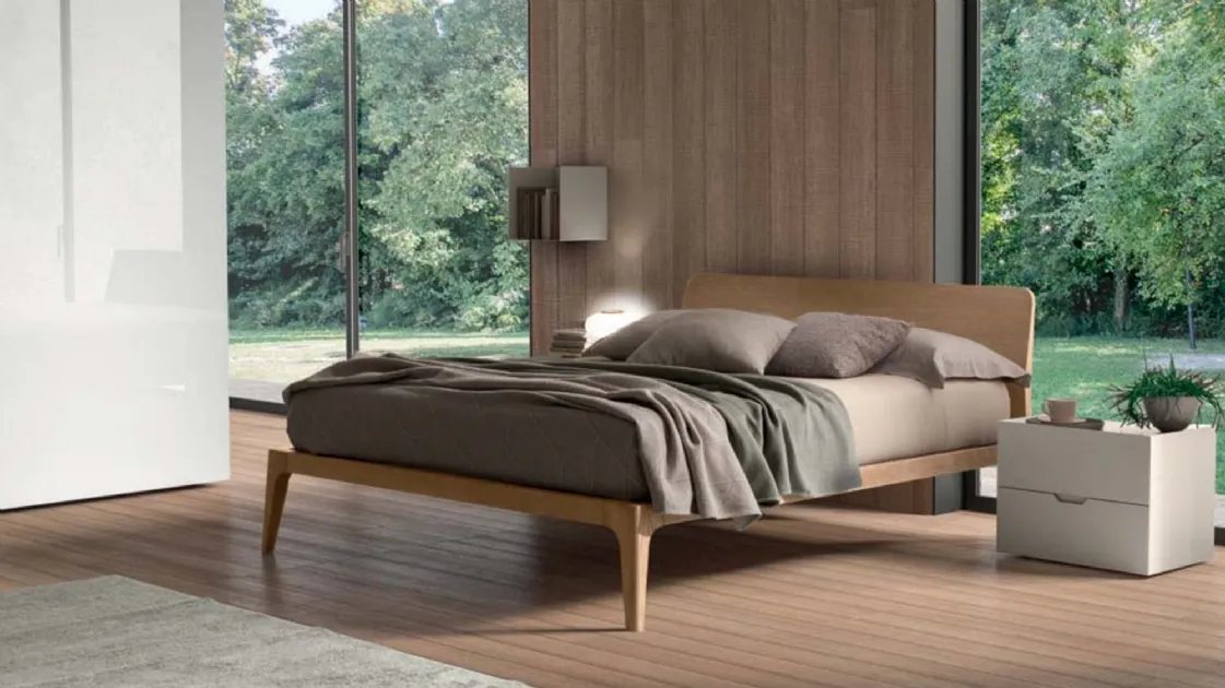 Letto moderno in legno con testiera Zenit di Morassutti