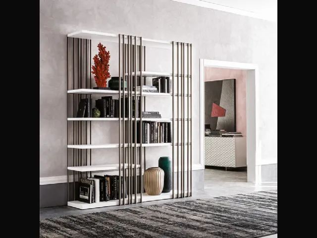 Libreria a muro in acciaio e legno verniciato Arsenal di Cattelan Italia
