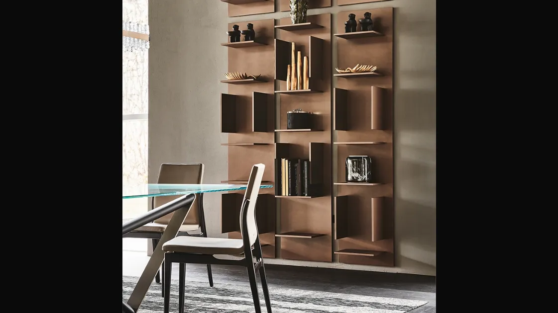 Libreria componibile a muro in legno laccato bianco Fifty di Cattelan Italia