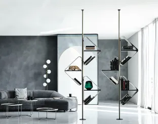 Libreria divisoria  in metallo con ripiani in legno Spinnaker di Cattelan Italia