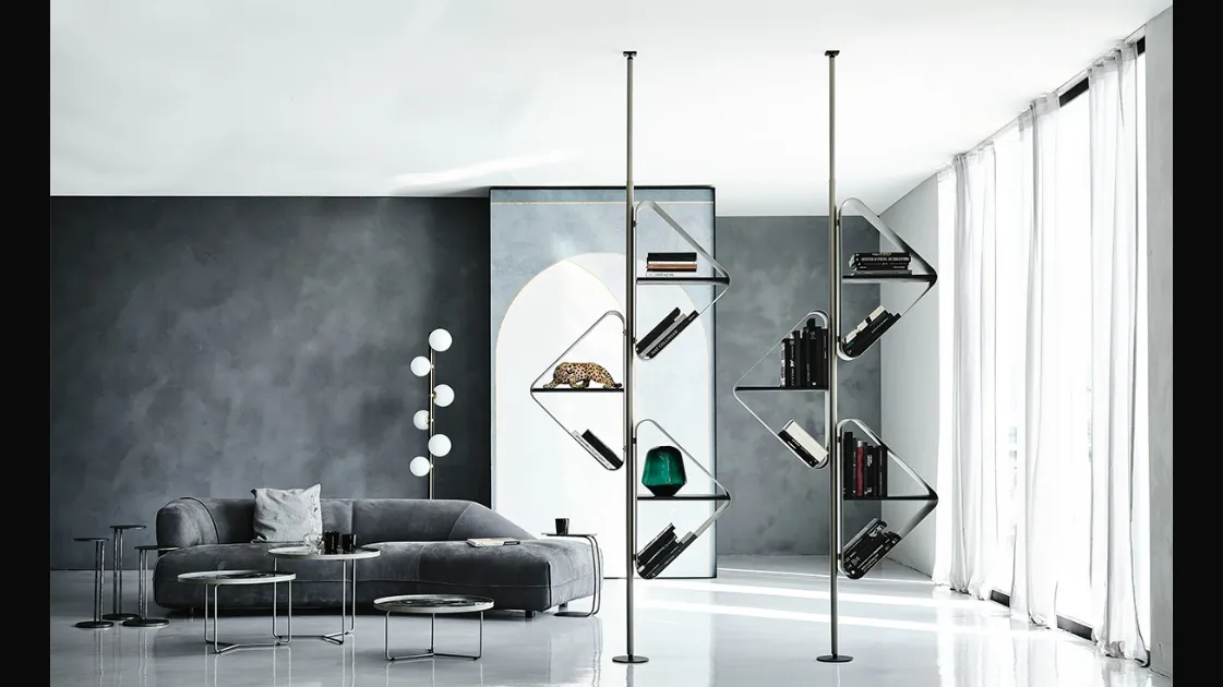 Libreria divisoria  in metallo con ripiani in legno Spinnaker di Cattelan Italia