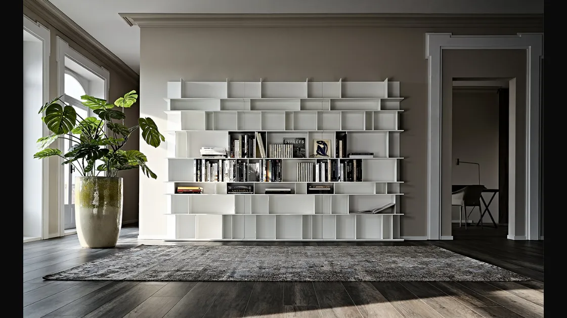 Libreria a muro in MDF laccato bianco Wally di Cattelan Italia