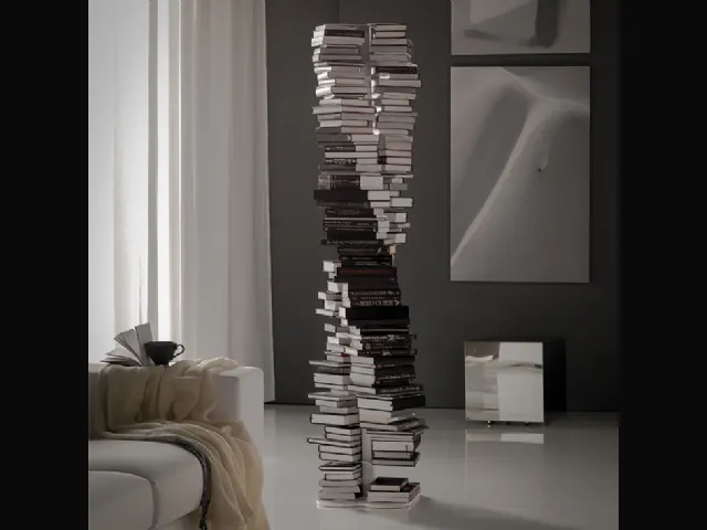 Libreria di design Dna a colonna con tredici ripiani in acciaio verniciato di Cattelan 