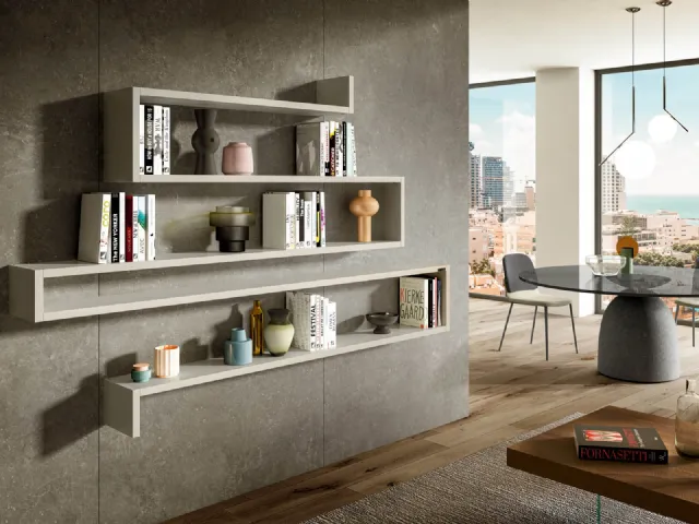Libreria sospesa componibile LagoLinea Modulare laccata Bianca di Lago
