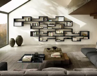Libreria sospesa LagoLinea Modulare laccata Nera di Lago