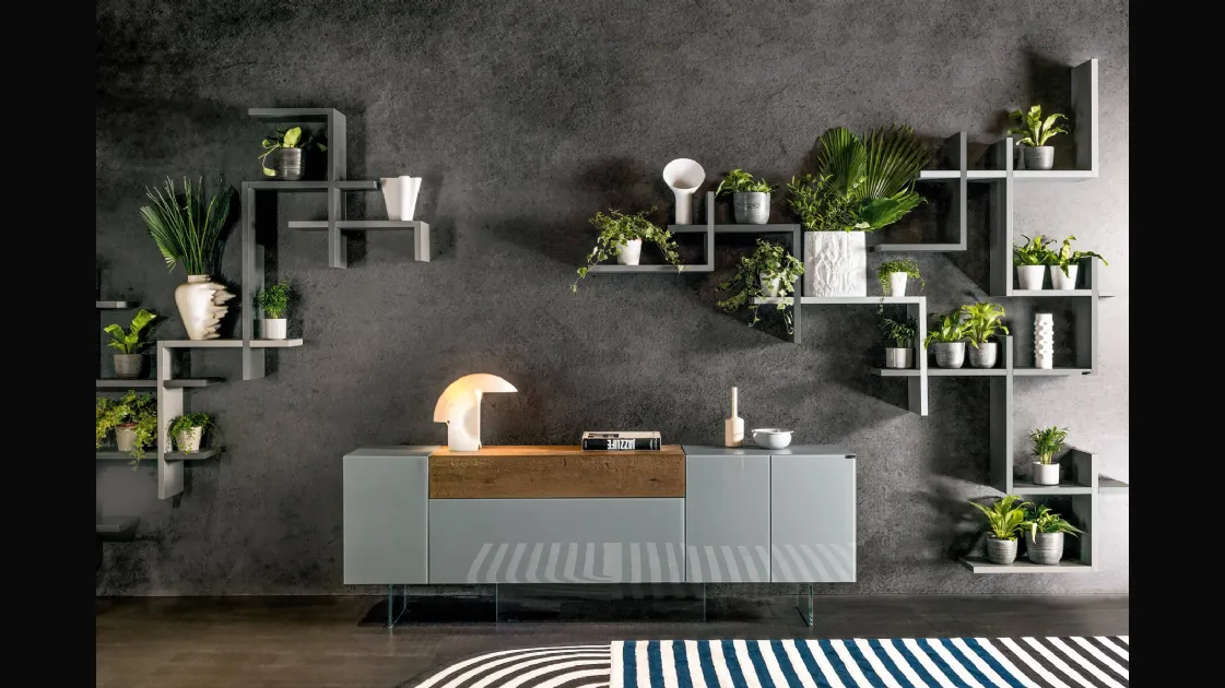 Libreria di design LagoLinea Sospesa in laccato opaco di Lago