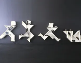 Libreria componibile Tangram in laccato opaco Bianco di Lago