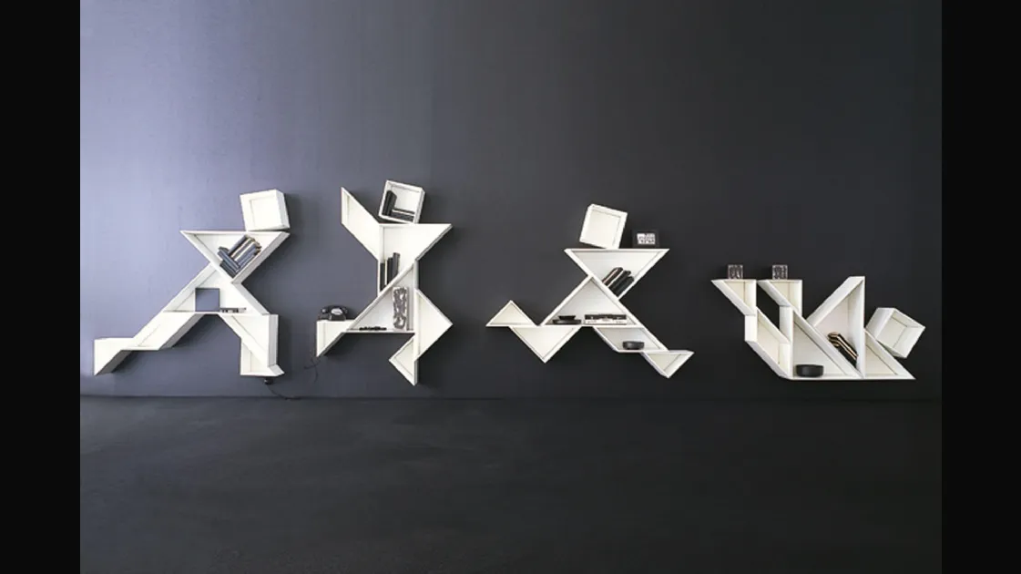 Libreria componibile Tangram in laccato opaco Bianco di Lago