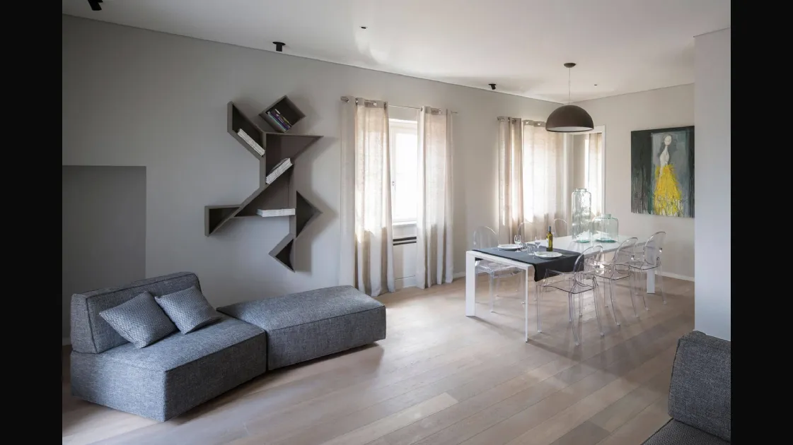 Libreria componibile Tangram in laccato opaco Grigio di Lago