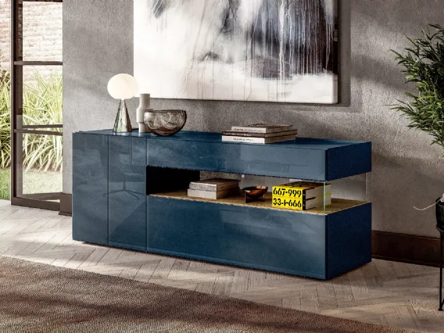 Madia 36e8 10808 in vetro laccato Blu scuro di Lago