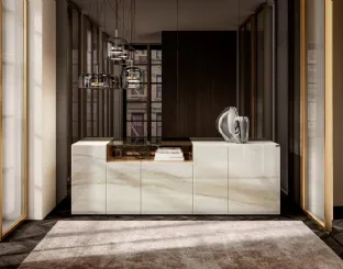 Madia 36e8 Glass 1337 in vetro con finitura marmorea Calacatta Gold di Lago