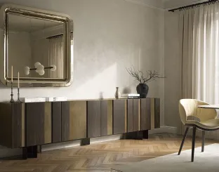 Madia Amsterdam con ante in legno verniciato con inserti in rovere bruciato di Cattelan Italia
