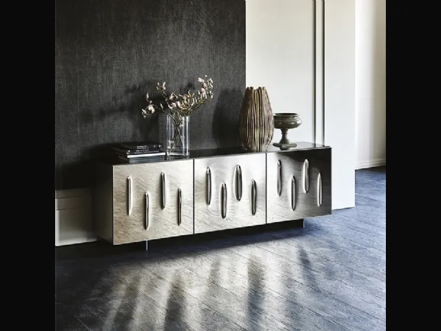 Madia in legno con ante bombate in cristallo specchiato bronzo Carnaby di Cattelan Italia