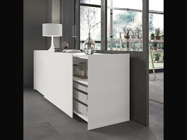 Madia con ante scorrevoli Madia Live 04 SIMPLY BEAUTY in laccato bianco gesso opaco di Morassutti