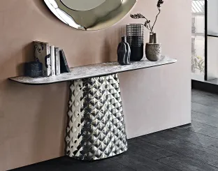 Consolle in ceramica e cristallo specchiato Atrium Keramik di Cattelan Italia